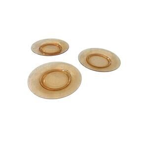 VTG Amber Cambridge Depression Glass Salad Plates Set of 3 Elegant Replacement